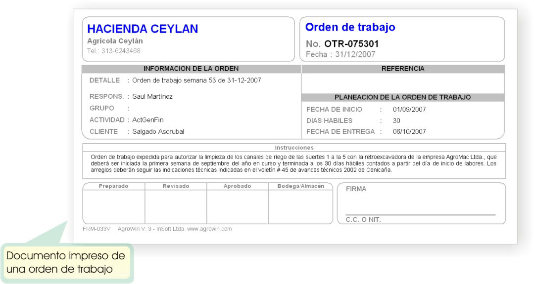 formato para orden de trabajo