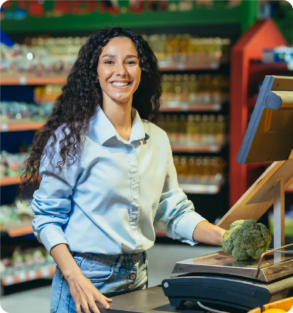 Comerciante en su punto de venta con el software POS ContaPyme®