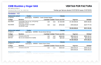 Ventas por factura en el programa contable ContaPyme