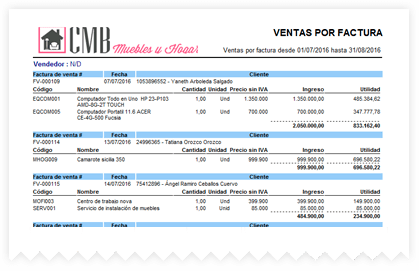 Ventas por factura en el programa contable ContaPyme