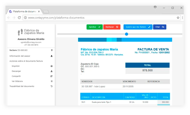 Representación gráfica personalizada de factura electrónica en ContaPyme